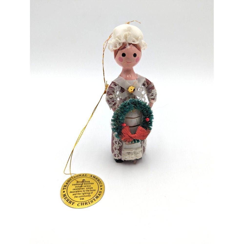 Vintage Sears Roebuck and Co Traditional America Merry Christmas Wooden Ornament